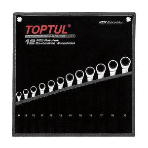 Toptul 12 Pcs Pro-Series Ratchet Combination Wrench Set, GPAQ1202