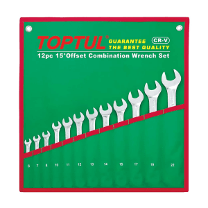 Toptul 12 Pcs, 6 mm - 22 mm 15° Offset Standard Combination Wrench Set, GAAA1213