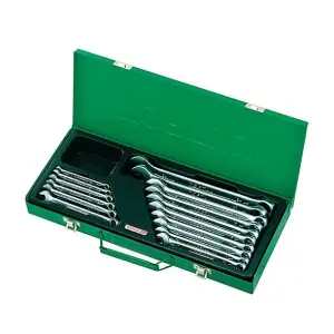 Toptul 16 Pcs, 6 mm - 24 mm 15° Offset Standard Combination Wrench Set, GAAD1602