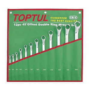 Toptul 12 Pcs  45° Offset Double Ring Wrench Set, GAAA1201