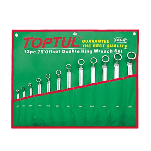 Toptul 12 Pcs 75° Offset Double Ring Wrench Set, GAAA1204