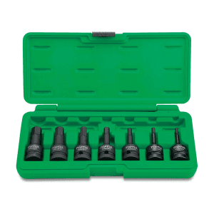 Toptul 7 Pcs 1/2 Inch Sq. Drive Hex Bit Impact Socket Set, GDAI0702