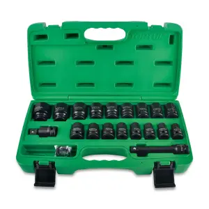 Toptul 27 Pcs 1/2 Inch Sq. Drive 6 Pt Flank Impact Socket Set, GCAI2701