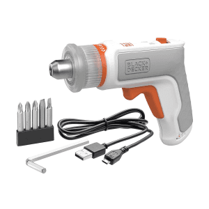 Black+Decker 3.6V Li-Ion Cordless Furniture Screwdriver With Micro USB Charger & 7 Accessories, BCRTA01-B1