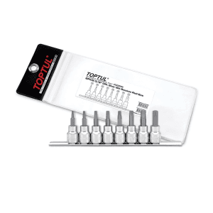 Toptul 8 PCS 3/8 Inch Sq. Drive Star Bit Socket Rail Set, GAAG0804