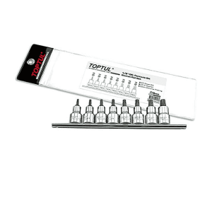 Toptul 8 PCS 1/2 Inch Sq. Drive Pentacle Bit Socket Rail Set, GAAG0806