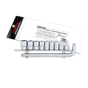 Toptul 10 PCS 1/2 Inch Sq. Drive 6PT Socket Rail Set, GAAG1007