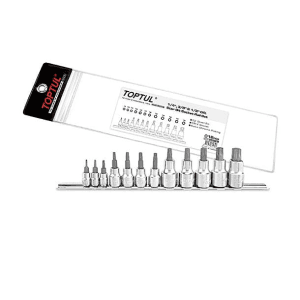 Toptul 12 PCS 1/4, 3/8 & 1/2 Inch Sq. Drive Star Bit Socket Rail Set, GAAG1201