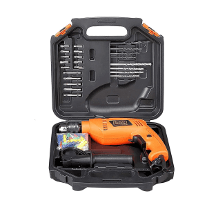Black+Decker 550W 13mm Variable Speed Reversible Impact Drill Kit With 50 Accessories Kitbox For Home & Professional Use, HD555K50-IN