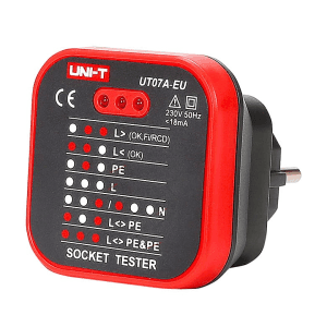 UNI-T 10A / 230V AC Socket Tester, UT07A-EU