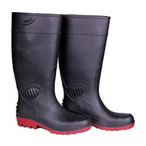 Hillson Dragon 512 Dual Density PVC Safety Gumboots with Steel Toe - Black & Red (13 inch Height)
