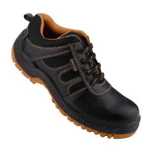 Alko Plus Low Ankle Synthetic Leather Safety Shoe with Double Colour PVC Sole - Composite Toe (Black & Brown), APS T5