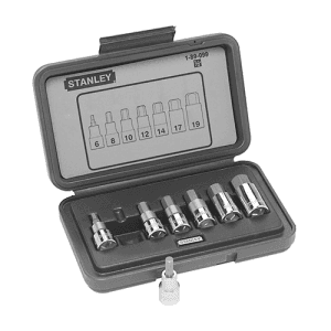 Stanley 7 Pcs 1/2 Inch Sq. Drive Hex Bit Metric Socket Set, 1-89-099