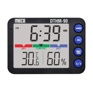 Meco Desk Temperature & RH Meter with Clock & Calendar, DTHM-90