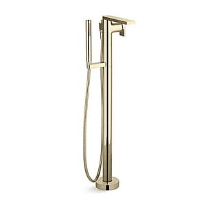 Kohler Composed Floor Mount Bathtub Filler With Hand Shower In French Gold Finish, K-73087T-B4-AF