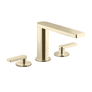 Kohler Composed 2 Handle Deck Mount Bath Tub Filler With Hand Shower In French Gold Finish, K-73081T-4-AF