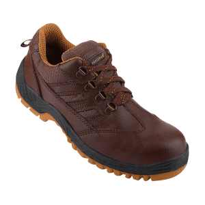 Alko Plus Low Ankle Synthetic Leather Safety Shoe with Double Colour PVC Sole - Composite Toe (Brown), APS T12