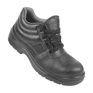 Alko Plus High Ankle Buff Leather Safety Shoe with PU Single Density Sole - Composite Toe (Black), APS 1251