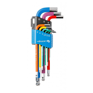 Hogert 9 Pcs (1.50 mm - 10 mm) Colour Coded Hex Keys Set, HT1W806