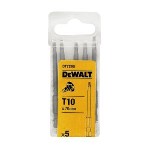 Dewalt T10 x 70 mm Length Torx High Quality Screwdriving Bits (Pack of 5 Pcs), DT7290-QZ