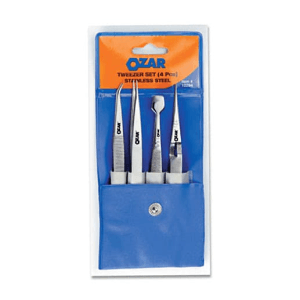 Ozar 4 Pcs, 115 mm Stainless Steel Tweezer Set, ATS-0294