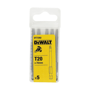 Dewalt T20 x 70 mm Length Torx High Quality Screwdriving Bits (Pack of 5 Pcs), DT7292-QZ