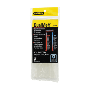 Stanley 11.3 mm Dual Temperature Glue Stick For Bonding Wood, Leather, Rubber, Suede Paper (Pack of 6 Pcs), 1-GS15DT