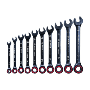 Bosch 10 Pcs Ratchet Black Spanner Set, 1 600 A01 6BU