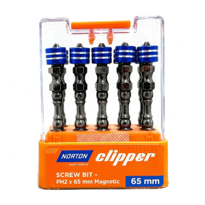 Norton Clipper PH2 / 65 mm Double Ended Phillips Screwdriver Bits with Magnetic Ring Set (Pack of 10 Pcs), CPSB4