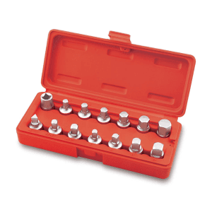 Toptul 14 Pcs 3/8 Inch Sq. Drive Master Oil Drain Plug Key Set, JGAI1402
