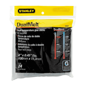Stanley 11.3 mm Dual Temperature Glue Stick For Bonding Wood, Leather, Rubber, Suede Paper (Pack of 24 Pcs), 1-GS20DT