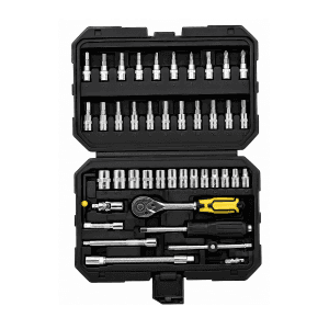Stanley 46 Pcs 1/4 Inch Sq. Drive Socket Set with Ratchet Handle, STMT79055