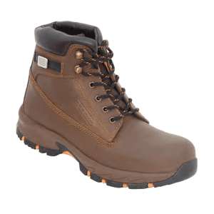 Black+Decker High Ankle Buff Crazy Leather Safety Shoe - Composite Toe (Brown), BXWB0162IN
