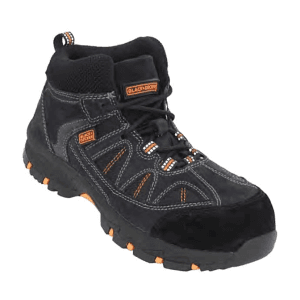 Black+Decker High Ankle DIN Suede Leather Safety Shoe - Composite Toe (Navy-Blue), BXWB0164IN