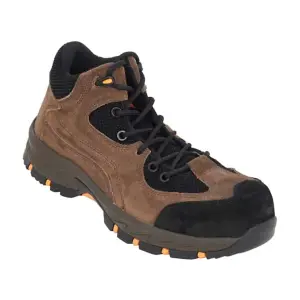 Black+Decker High Ankle DIN Suede Leather Safety Shoe - Composite Toe (Brown), BXWB0167IN