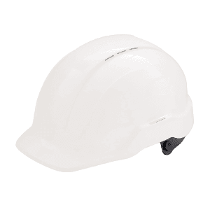 Black+Decker ABS Industrial Safety Helmet With Plastic Suspension & Ratchet Type Adjustment With Ventilation Holes & Black Chin Strap (White), BXHP0222IN