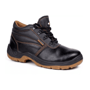 Hillson High Ankle Dual Density Synthetic Leather Workout Safety Shoes - Steel Toe (Black)