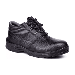 Hillson High Ankle Single Density Black Split Leather Rockland Safety Shoes - Steel Toe (Black)