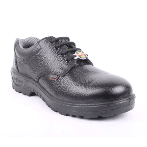 Hillson ISI Marked Single Density Black Split Leather Base Safety Shoes - Steel Toe (Black)