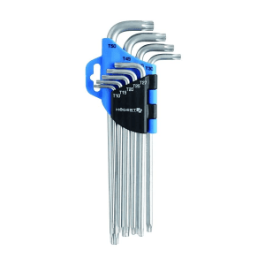 Hogert 9 Pcs (T10 - T50) Hexagonal Extra Long Torx Keys Set, HT1W818