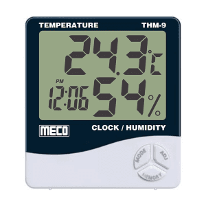 Meco Temperature & Humidity Meter For Indoor With Clock, THM-9