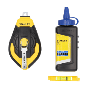Stanley 30 Mtr 3:1 Comfort Grip Reel Kit with Blue Chalk & Line Level, STHT47312-0