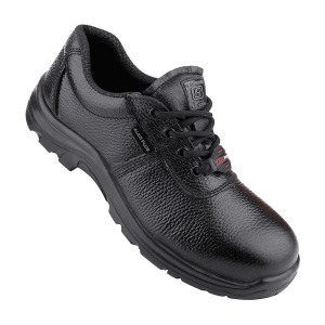 Alko Plus Low Ankle Buff Leather Safety Shoe with PU Single Density Sole - Steel Toe (Black), APS 1100