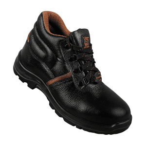 Alko Plus High Ankle Buff Leather Safety Shoe with PU Single Density Sole - Steel Toe (Black & Brown), APS 1188