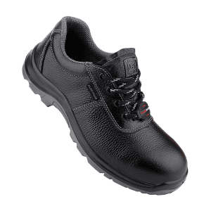 Alko Plus Low Ankle Buff Leather Safety Shoe with PU Double Density Sole - Steel Toe (Black), APS 2100