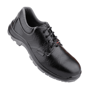 Alko Plus Low Ankle Buff Leather Safety Shoe with PU Double Density Sole - Steel Toe (Black), APS 2052