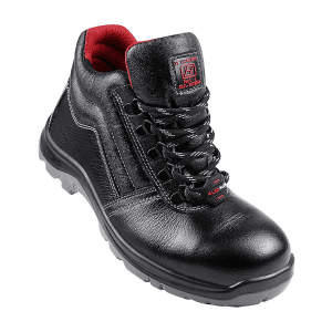 Alko Plus High Ankle Tango Leather Safety Shoe with PU Double Density Sole - Steel Toe (Black), APS 2151