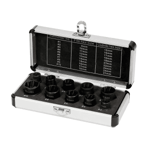 Yato 10 Pcs / 3/8 Inch Sq. Drive Broken Screw Extractor Twist Socket Set, YT-06031