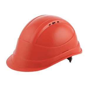 Black+Decker Industrial Safety Helmet With Plastic Suspension & Ratchet Type Adjustment With Chin Strap (Red), BXHP0221IN