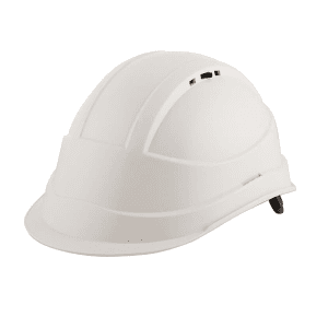 Black+Decker Industrial Safety Helmet With Plastic Suspension & Ratchet Type Adjustment With Chin Strap (White), BXHP0221IN